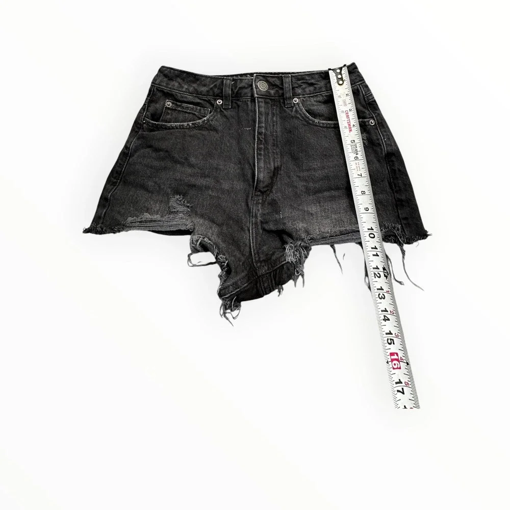 Garage Shorts Womens 05 27 Black Festival Denim Distressed‎ High Rise Raw Hem